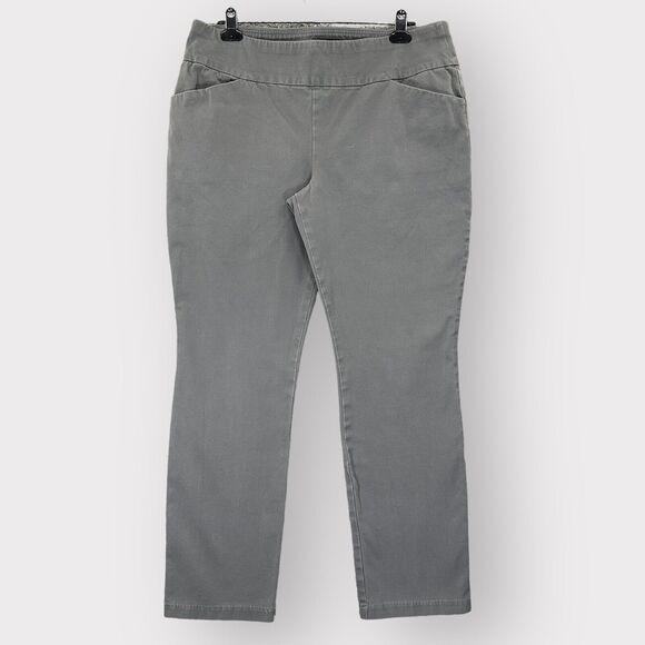 Lee Sculpting Pants‎ Women 14 Gray Slim Fit Mid Rise Pockets Stretch Pull On i68 - Picture 1 of 15